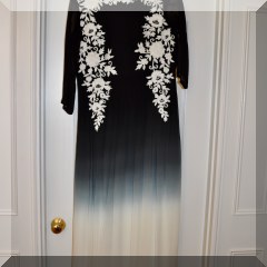 H10. Ombre pleated silk navy dress with embroidered top. - $60